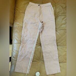 Tan pudra color %100 linen pants
